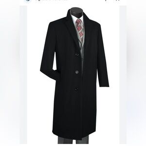 Andrew Fezza fusion Wool Cashmere blend Men's Black Overcoat Sz  40R Flaw‎